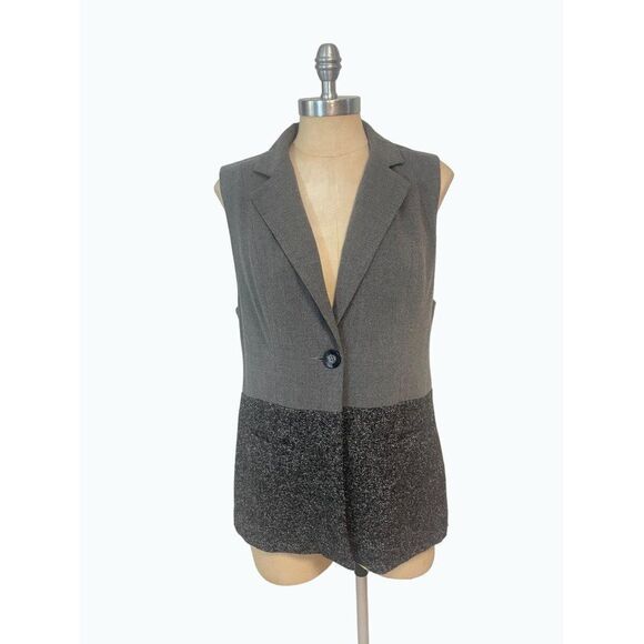 Cabi Womens 518 Over The Moon Vest Gray Tweed Hem Lined Button Vest Small - Picture 2 of 6